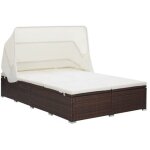 Vidaxl - transat � 2 places avec coussin r�sine tress�e marron