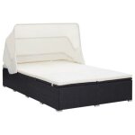 Vidaxl - transat � 2 places avec coussin r�sine tress�e noir