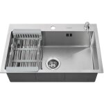 Vier cuisine bross 68x45x19cm vier 1 bac en acier inoxydable avec siphon et trop plein, vier montage ...