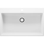 Primagran - evier cuisine en granit 78x50cm, lavabo 1 bac + kit de vidage, �vier � encastrer au meuble ...