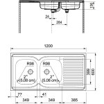 Franke - evier 2 cuves inox avec égouttoir man721 - 1200 1200x600cm à poser 010372 Franke - evier 2 cuves inox avec égouttoir man721 - 1200 1200x600cm à poser 010372