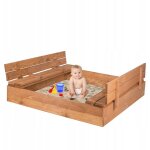 Bac  sable avec couvercle rabattable et assise - fonc - 120 x 120 cm