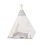 Viking choice - tente tipi wigwam beige et gris 100% coton h160xl120xp100 cm motif toile comprenant ...