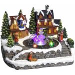 Village d'hiver de la nativit� de no�l avec fontaine, r�tro�clairage led