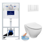 Villeroy&boch - pack wc b�ti - support + wc cersanit dormo sans bride + abattant softclose + plaque blanche ...