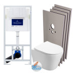 Villeroy&boch - pack wc bti - support + wc sat infinitio + abattant softclose + plaque blanche + set ...