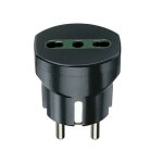 Adaptateur standard allemand et francais 2p&43t 16 à la norme italienne type p17 / 11 couleur noire 00301 ... Adaptateur standard allemand et francais 2p&43t 16 à la norme italienne type p17 / 11 couleur noire 00301 ...