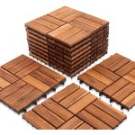 Vingo 44x dalles de terrasse en bois d'acacia 1m dalle clipsable 30x30cm revtement de sol extrieur ...