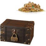 Vintage coffre au trsor en bois rtro avec serrure  combinaison, petite boite rangement et dcoration, ...
