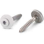 Vis faitage t�te frais�e bomb�e tfb torx t20 inox a2 ral9010 blanc pur 4. 5x35 rondelle d'�tanch�ite ...