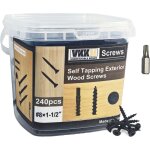 Vis pour patio noire � rainure, 240pcs 81 - 1 / 2 - assemblage bois ext�rieur, terrasse / abri jardin, ...