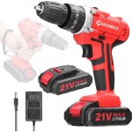 Visseuse devisseuse sans fil 21v, perceuse visseuse sans fil avec 2 batteries 1200mah, 25 + 3 r�glages ...