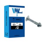 12 boulons trcc 12x320mm tte ronde large acier galvanis viswood