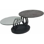 Vitak - table basse ovale plateaux verre et cramique gris