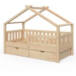 Vitalispa - lit cabane design, marron, 80x160 cm avec 2 tiroirs