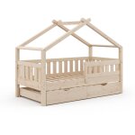 Vitalispa - lit cabane design, marron, 80x160 cm avec lit d'appoint Vitalispa - lit cabane design, marron, 80x160 cm avec lit d'appoint