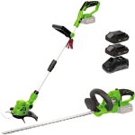 Pack 2 outils 20v coupe bordure + taille haies + 2 batteries lithium 2. 0ah + jeu de 20 lames + chargeur ...