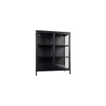 Vitrine 2 portes 80x40x101, 5 cm en verre et acier noir