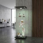 Vitrine 36�42�125 cm avec �clairage led r�glable et serrure - armoire d'exposition � porte unique avec ...