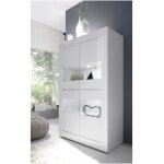 Homemania - vitrine - basico - 4 portes - blanc laqu� brillant - 101 x 42 x 161 cm
