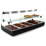 Vitrine chaude bain - marie deux etag�res avec eclairage led - 840 � 1190 mm - sayl