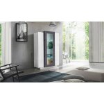Dmora - vitrine moderne avec porte vitrée, made in italy, avec lumière led blanche, buffet avec étagères, ... Dmora - vitrine moderne avec porte vitrée, made in italy, avec lumière led blanche, buffet avec étagères, ...