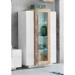Dmora - vitrine moderne avec porte vitre, made in italy, avec lumire led blanche, buffet avec tagres, ...