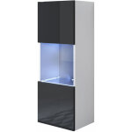 Vitrine murale 1 porte avec led meuble de rangement suspendu 40x126x29cm 3 compartiments mod�le luke ...