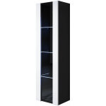 Vitrine murale 1 porte avec led meuble de rangement suspendu 40x165x29cm 4 compartiments mod�le luke ...