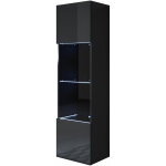 Vitrine murale 1 porte avec led meuble de rangement suspendu 40x165x29cm 4 compartiments mod�le luke ...
