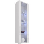 Vitrine murale verticale avec led meuble de rangement 40x170x29cm 3 compartiments 1 porte 1 vitrine modle ...