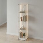 Vitrine en verre � 4 niveaux, 1 porte, 39. 8x35x163cm, �clairage � bande led avec t�l�commande, meuble ...