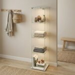 Vitrine en verre � 4 niveaux, 1 porte, 39. 8x35x163cm, �clairage led avec t�l�commande, meuble d'exposition ...