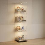 Vitrine en verre � 4 niveaux, 1 porte, 39. 8x35x163cm, �clairage led avec t�l�commande, meuble d'exposition ...