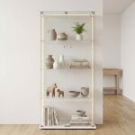 Vitrine en verre 4 niveaux, 2 portes, armoire d'exposition avec �clairage � bande led et serrure, meuble ...