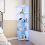 Vitrine en verre, vitrines d'angle en verre avec led, hauteur de 162 cm armoire de collection en verres ...