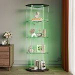 Vitrine en verre, vitrines d'angle en verre avec led, hauteur de 162 cm armoire de collection en verres ...