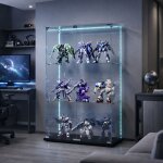 Vitrine en verre avec bande led, armoire vitrine pour collection transparent meuble vitrine verre avec ...