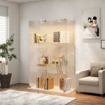 Vitrine en verre led, adwolt, 78. 5x35x123. 3cm, vitrine pour collection avec serrure, 2 portes 3 �tages, ...