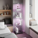 Vitrine en verre avec led, armoire vitrine pour collection transparent meuble vitrine verre avec 1 portes ...