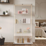 Vitrine en verre avec led r�glable 78. 5x35x163cm, armoire vitr�e collection avec 4 �tag�res et 2 portes ...