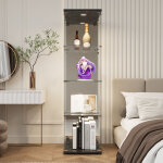 Vitrine en verre tremp� 4 niveaux ? �clairage led r�glable ? vitrines pour collection ?simple porte ? ...