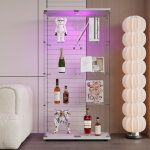 Vitrine en verre tremp� 4 niveaux ? �clairage led r�glable ? double porte ? protection anti - basculement ...