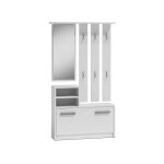 Vittoria - meuble d'entre contemporain 6 crochets + miroir + rangement chaussures 180x85x24 - vestiaire ...