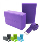 Lot de 2 briques de yoga 23 x 15 x 7, 5 cm et sangle de yoga 183 x 3, 8 cm - eva - violet vivezen