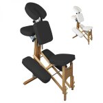 Vivezen - chaise de massage en bois pliable avec sac de transport - noir