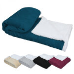 Vivezen - couverture, plaid polaire 220 x 240 cm en flanelle et sherpa ultra doux - bleu Vivezen - couverture, plaid polaire 220 x 240 cm en flanelle et sherpa ultra doux - bleu