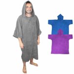 Serviette poncho de bain ou de plage - adulte - gris vivezen