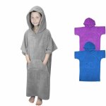 Serviette poncho de bain ou de plage avec poche - enfant - gris vivezen