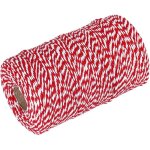 Vivifying ficelle en coton rouge et blanche 200 m, ficelle de cuisine alimentaire pour boucherie, boulangerie, ...